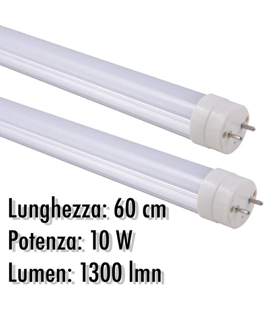 Tubo Neon A Led T8 10 W Watt 1300 Lmn Con Copertura Opaca Da 60 Cm Luce Bianca  -bianco Freddo      -