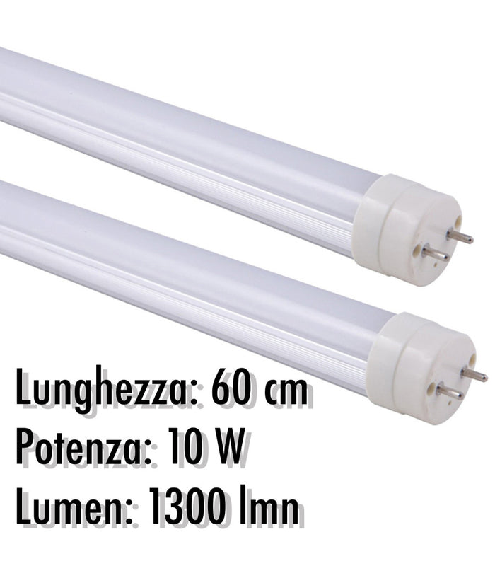 Tubo Neon A Led T8 10 W Watt 1300 Lmn Con Copertura Opaca Da 60 Cm Luce Bianca  -bianco Caldo      -