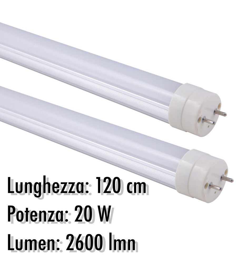 Tubo Neon A Led T8 20 W Watt 2600 Lmn Con Copertura Opaca Da 120 Cm Luce Bianca         