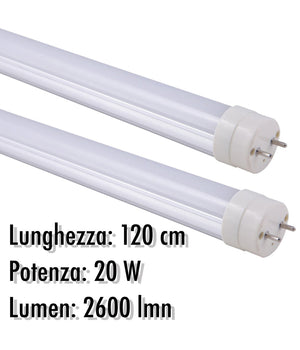 Tubo Neon A Led T8 20 W Watt 2600 Lmn Con Copertura Opaca Da 120 Cm Luce Bianca  -bianco Naturale      -