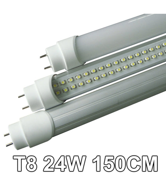 Tubo Neon Led 24w "150 Cm" Attacco T8 Smd Led Luce Bianca Fredda Calda Naturale  -bianco Caldo  Copertura Trasparente    -