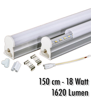 Tubo T5 Neon Led 18 Watt 150 Cm 1620 Lmn Per Uso Interno Luce Bianca Plafoniera  -bianco Freddo      -