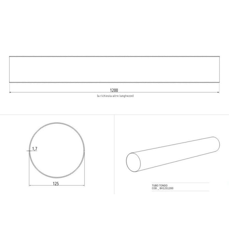 Tubo tondo di aspirazione cappa diametro 125 mm BV1251200