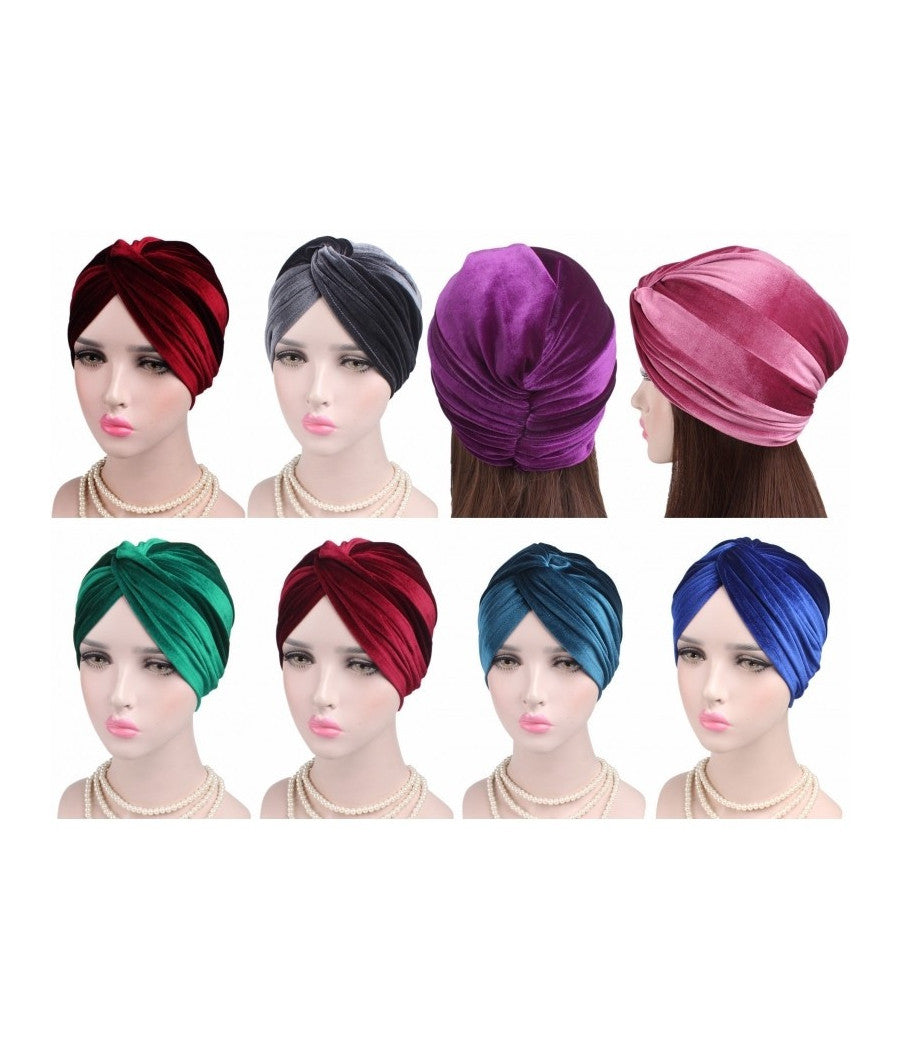 Turbante Velluto Annodata Fascia Elastica Retro Ferma Capelli Cuffia Bandana         