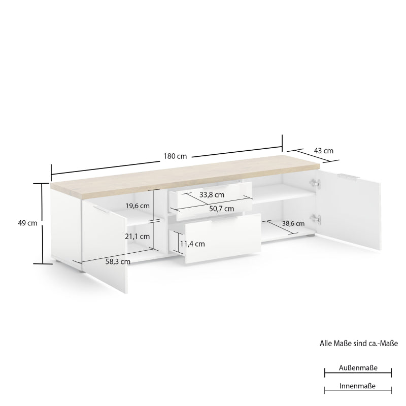 TV Lowboard 180 con 2 cassetti e 2 ante IDEA 24