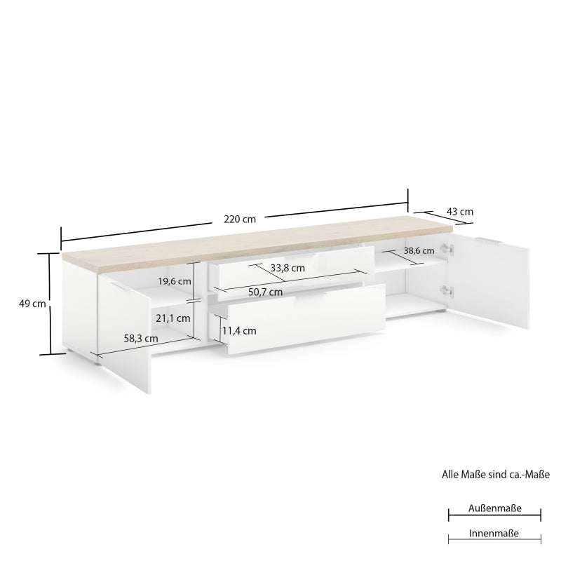 TV Lowboard 220 con 2cassetti e 2 ante IDEA 24