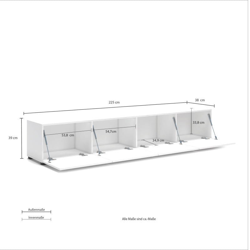 TV Lowboard con 4 ribalte MISTER GIORNO made in Italy