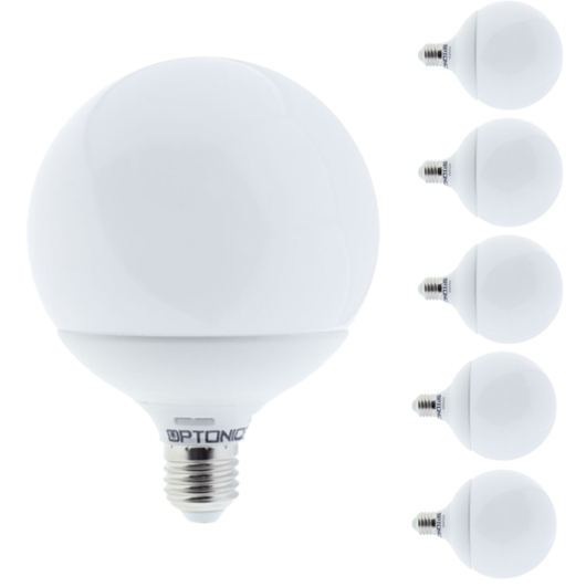 Lampadina led globo e27 18watt resa 108watt risparmio energetico 4500k pezzi 6