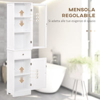 Mobile Colonna Bagno Salvaspazio con Armadietto Cassetto e Ripiani 40x27x171,5 cm in MDF Bianco