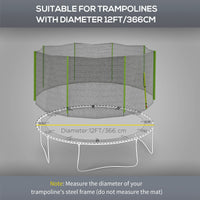 Rete di Protezione per Trampolini a 6 Pali con Ingresso con Cerniera Ø366x180 cm in PE Nero e Verde