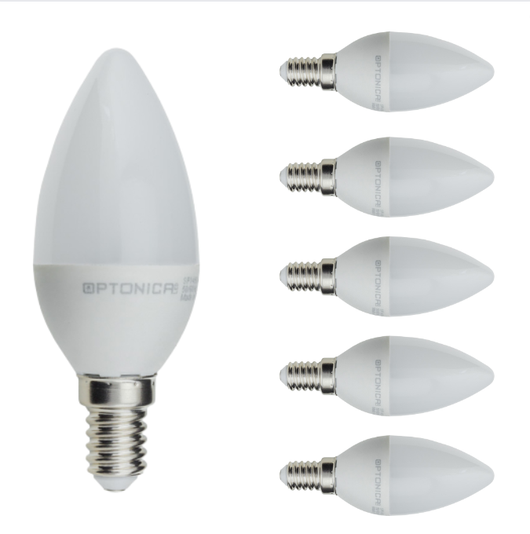 Lampadina led candela e14 6watt resa 40watt risparmio energetico 2700k pezzi 6