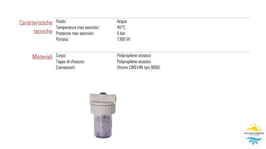 Dosatore Polifosfati anticalcare anticorrosivo da 1/2" con cristalli