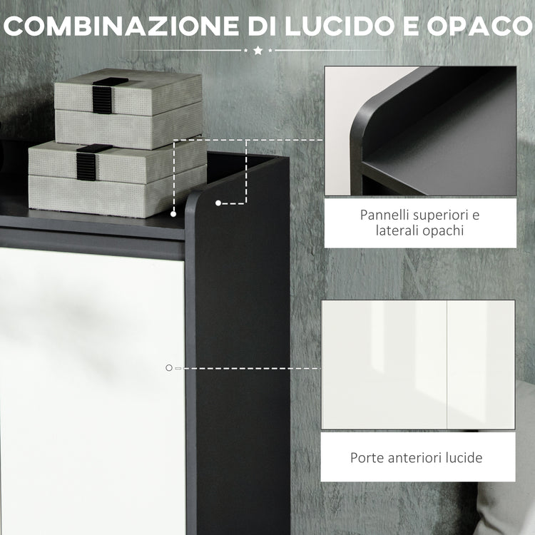 Mobile Ingresso con Scarpiera 90x32x100 cm 24 Paia di Scarpe in Truciolato Grigio e Bianco