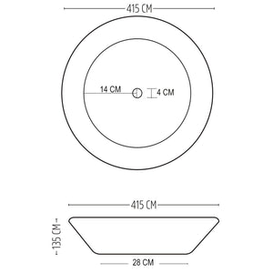 Lavabo da appoggio ceramica bianco tondo lavandino lavello arredo 41,5x41,5x13,5 cm *** finitura- lucido, confezione 1