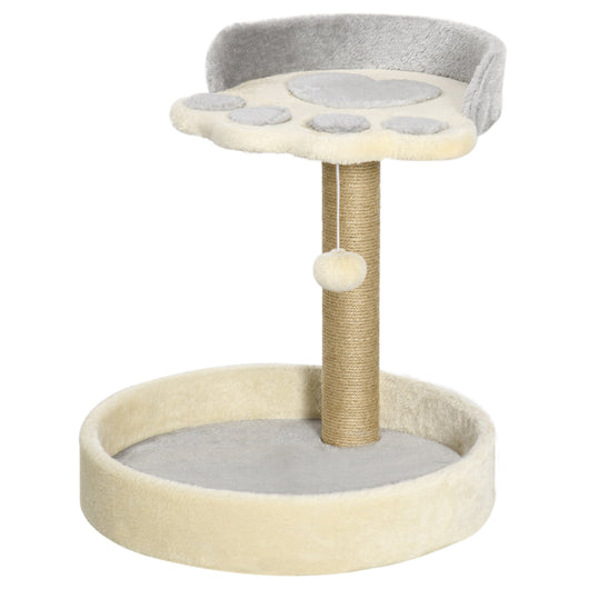 Albero Tiragraffi per Gatti con Lettini 41x41x44 cm In Corda in Juta e Peluche Grigio e Beige