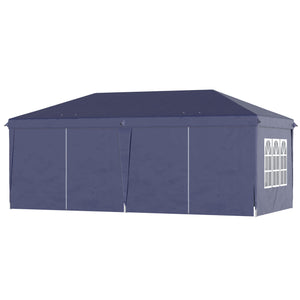 Gazebo Pieghevole da Giardino 5,85x2,95m in Acciaio e Tessuto Oxford Blu