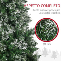 Albero di Natale Artificiale Innevato 180 cm 618 Rami 240 Luci LED Verde