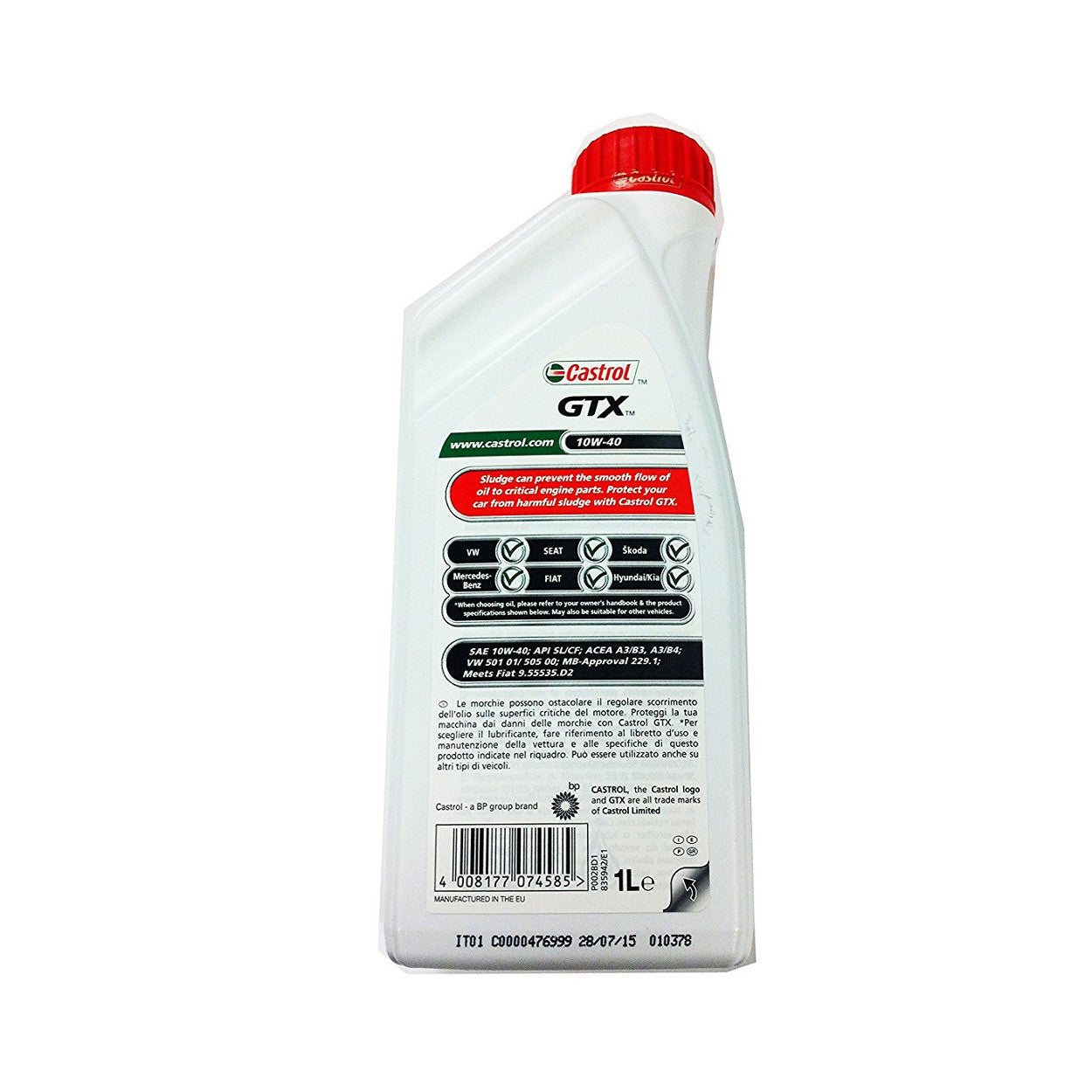 Multipack da 5 confezioni da 1 l di olio castrol gtx 10w-40 a3/b4