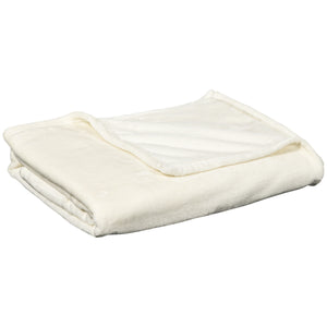 Coperta Plaid Dubleface 203x152x0,5 cm in Flanella 330 GSM Bianco Crema