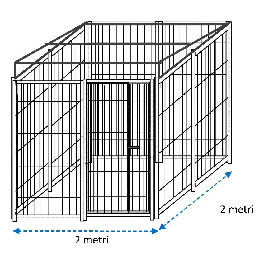 Recinto per cani in rete con predisposizione alla copertura 2x2 metri zincatura a caldo