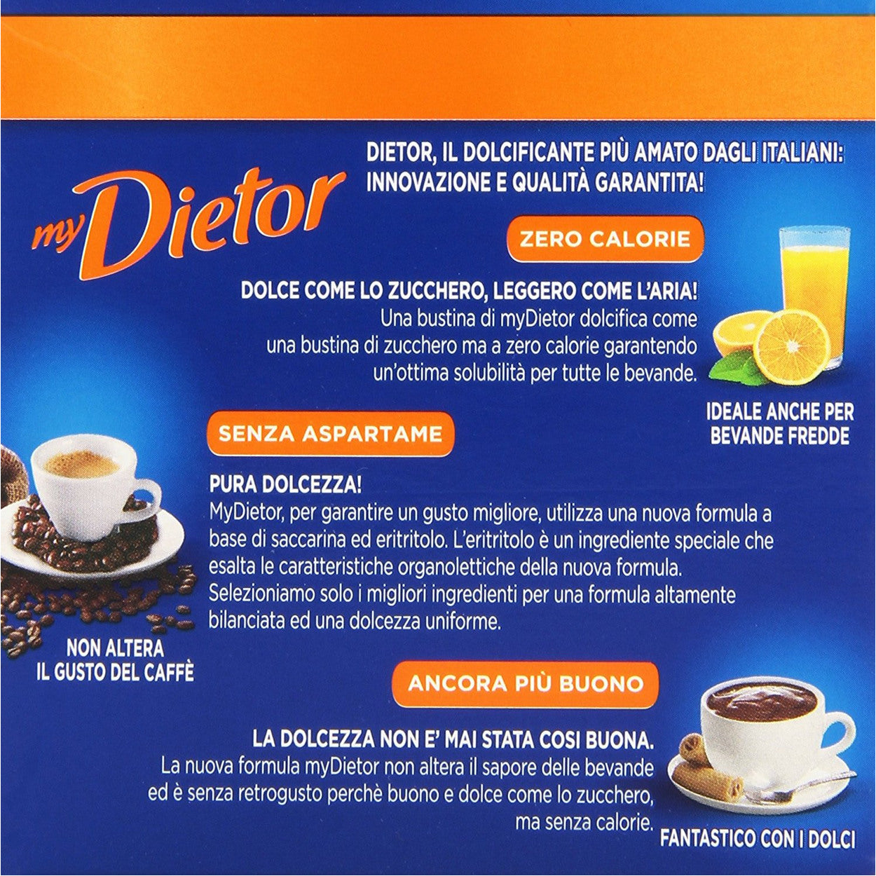 Mydietor zero calorie dolcificante confezione da 40 bustine