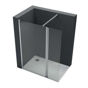 Ogomondo walk-in doccia con anta basculante e staffa cristallo 8 mm *** misure 137-139xh200 cm, confezione 1