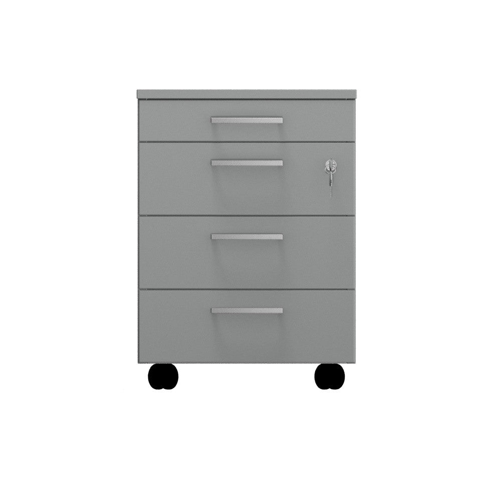 Cassettiera da ufficio con Rotelle LEVEL, L 42 x P 56 x H 61 cm (Grigio)