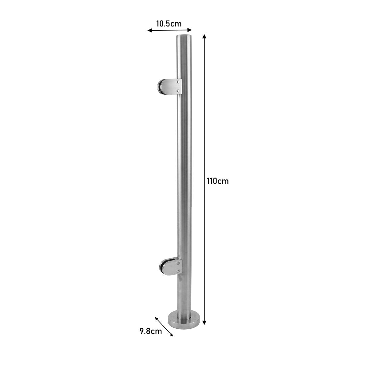 Palo Finale della Balaustra Alto 110cm in Acciaio Inossidabile Solido Robusto