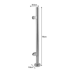 Palo Finale della Balaustra Alto 110cm in Acciaio Inossidabile Solido Robusto