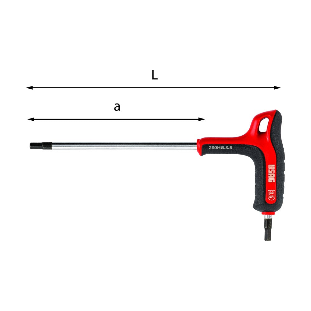 Usag art. 280hg chiave maschio esagonale da 2,5mm con impugnatura bimateriale