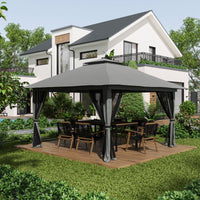 Gazebo da Giardino Pieghevole 392x392x283 cm in Acciaio e Tessuto Oxford Grigio