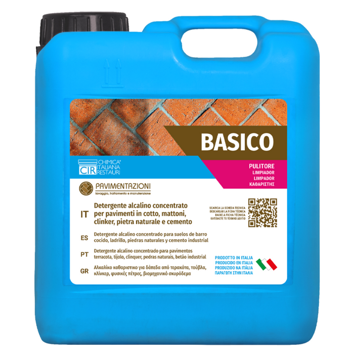 Detergente alcalino concentrato sgrassante per pavimenti da 5 lt basico