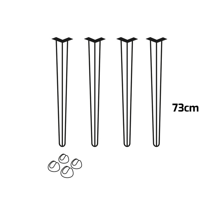 TRIANGULAR - Set di 4 piedi per tavolo in acciaio polverizzato con forma triangolare. Colore nero. Altezza da terra 73cm