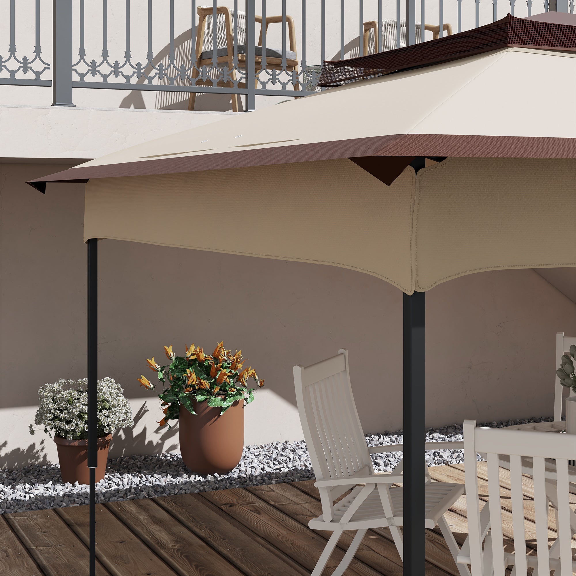 Tetto per Gazebo Pop Up da 3.25x3.25 m a 2 Livelli con Protezione UV 30+   Beige