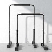 Set 2 Barre per Dip Parallele 4 Altezze Regolabili 70x50x80-105 cm Maniglie Antiscivolo in Acciaio Nero