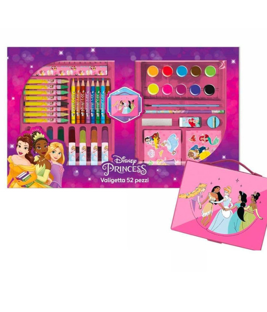 Valigetta Con Colori Principesse Disney Set Per Colorare Gioco Bimbe 52 Pezzi         