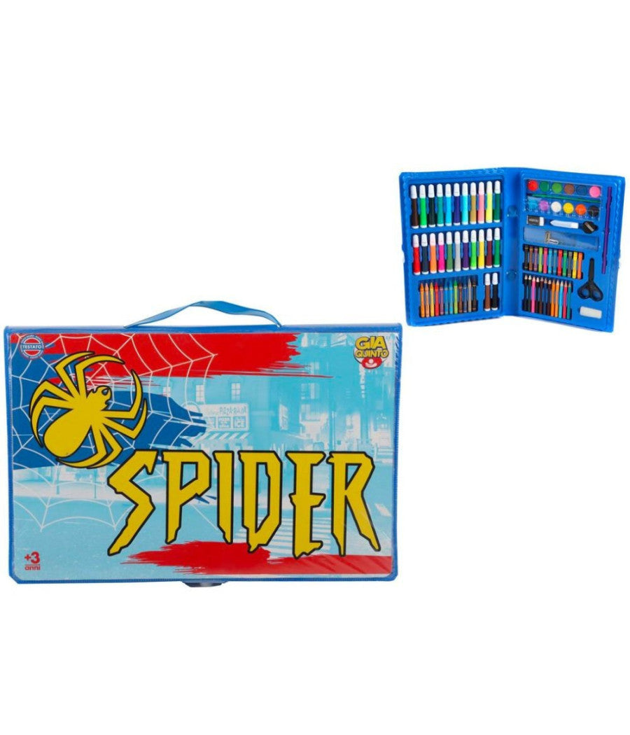 Valigetta Spider Con Colori Assortite 86 Pezzi Per Bambini Età  3+ Gioco Sicuro         