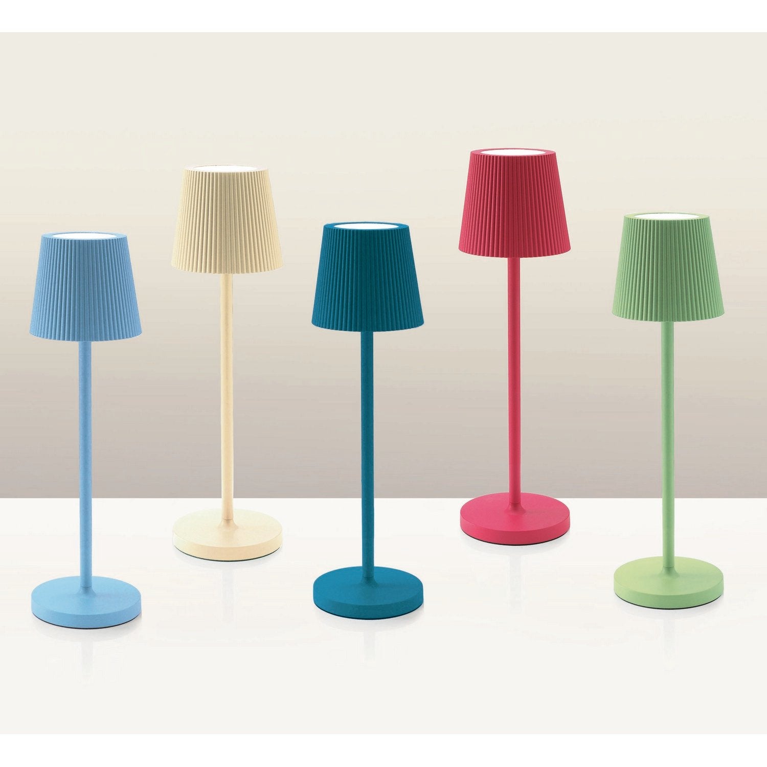 Lampada da tavolo led ricaricabile IP54 colore blu petrolio mod. Emma