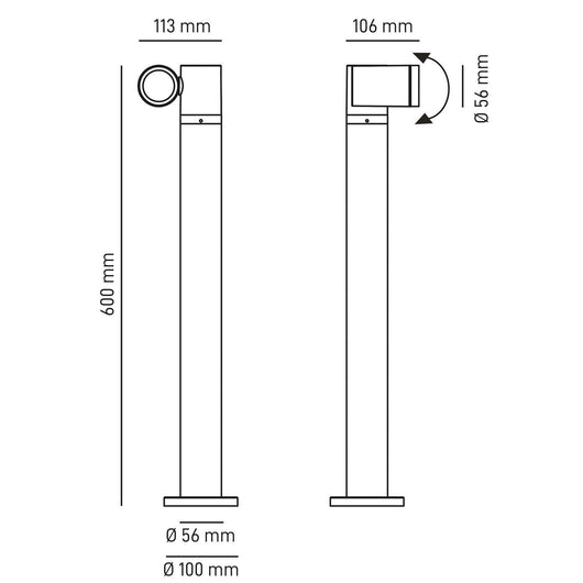 Paletto da giardino led colore antracite mod. Merida