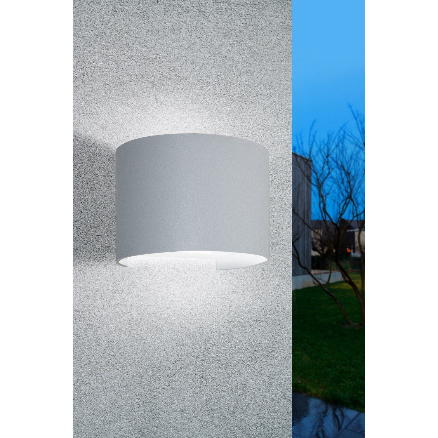 Applique led da parete a doppio fascio colore grigio marina mod. Marbella round