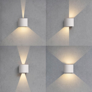 Applique led da parete a doppio fascio colore grigio marina mod. Marbella round