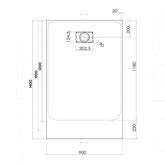 Piatto Doccia 90x140x2 6 cm Antracite Effetto Pietra mod. Strong