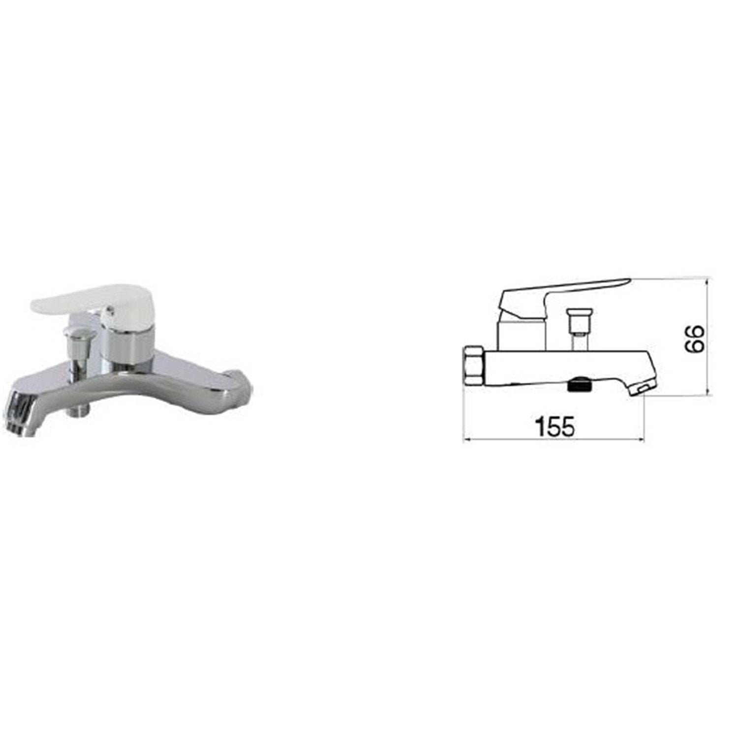 Miscelatore termostatico vasca con kit doccia Cromo e Bianco con Leva monocomando mod. Dream