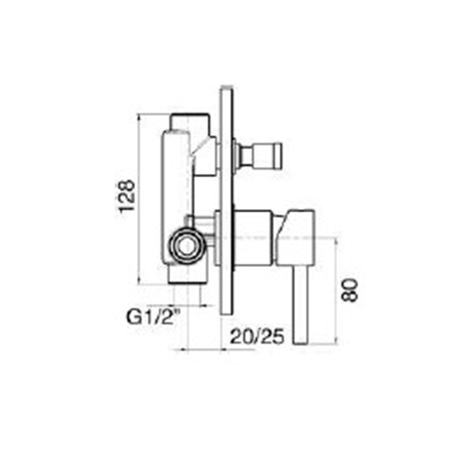 Miscelatore incasso a due vie Cromo con Leva monocomando mod. MM