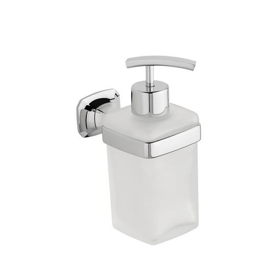 Dispenser sapone da parete Cromo in Ottone cromato e vetro Mod. Aida