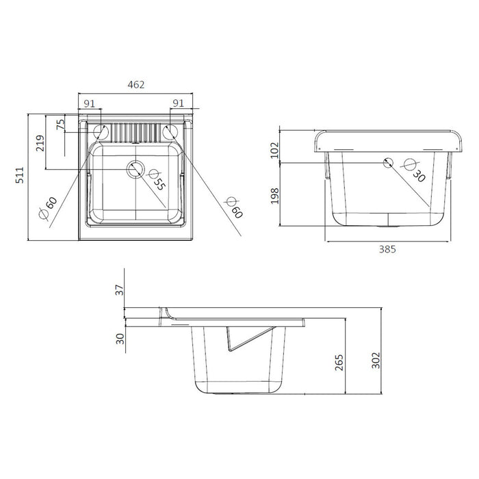 Lavatoio con mobile in PVC colore bianco 50x45 cm mod. Garden