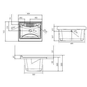 Lavatoio con mobile in nobilitato idrofugo W100 spessore 18 mm colore bianco 60x50 cm mod. Eco