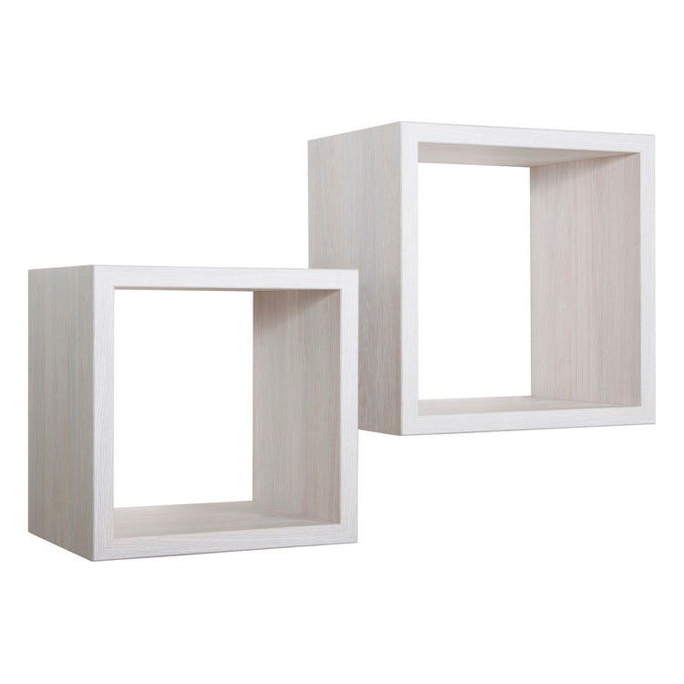 Mensole a cubo da parete Set di 2 pz componibile colore Rovere sbiancato mod. Q-bis Maxi