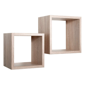 Mensole a cubo da parete Set di 2 pz componibile colore Rovere naturale segato mod. Q-bis Maxi