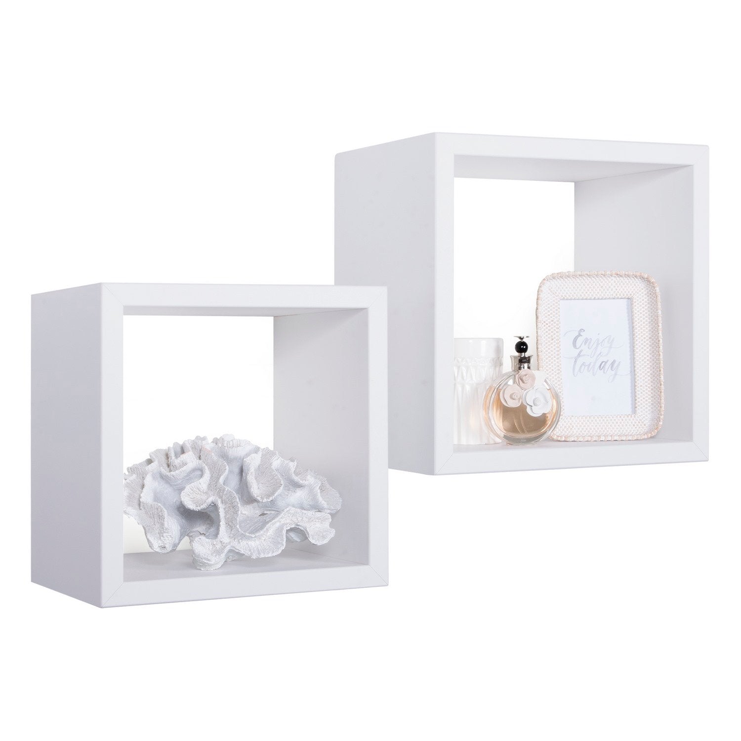 Mensole a cubo da parete Set di 2 pz componibile colore Bianco mod. Q-bis Maxi